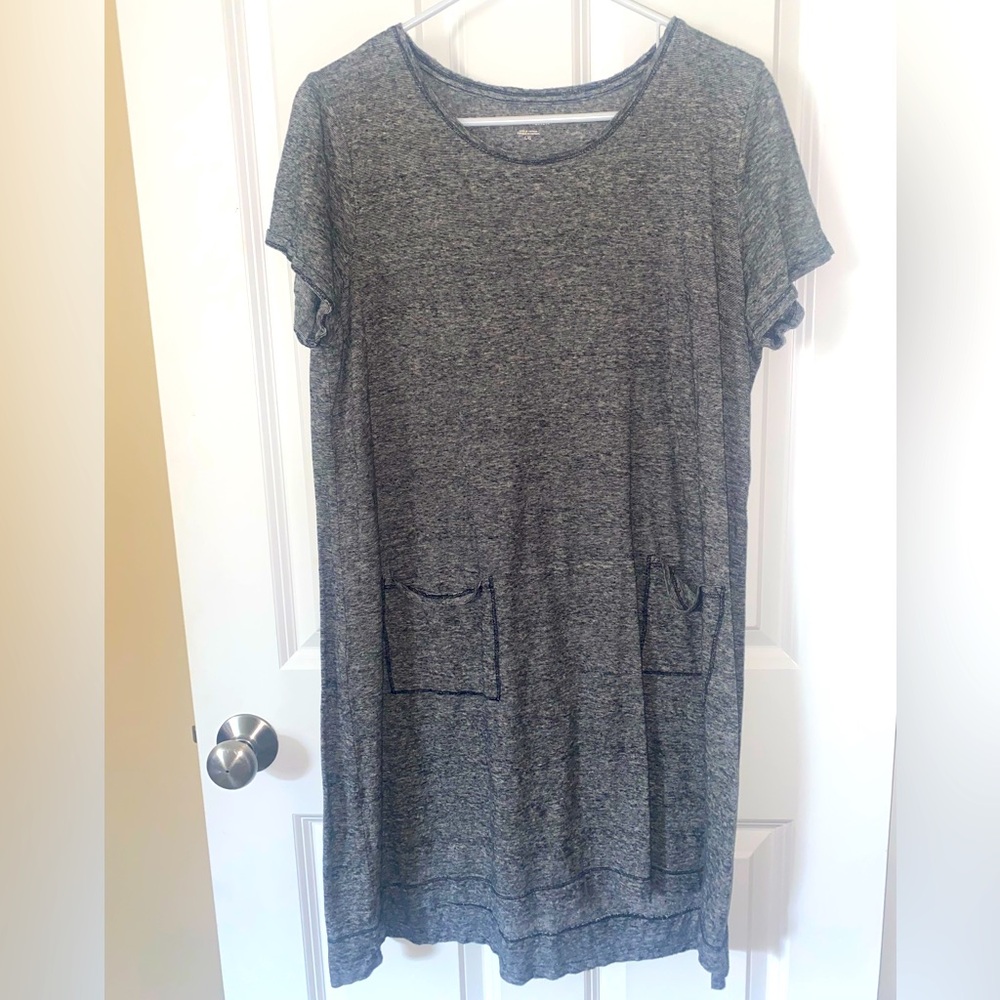 Eileen Fisher Heathered Charcoal Short-Sleeve Midi Dress